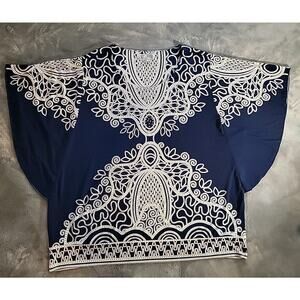 JM COLLECTION Blouse Womens 3X Multicolor Rhinestone Stretch Liquid Knit